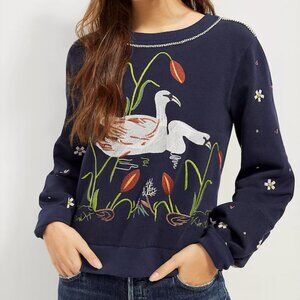 NWT Maeve Swan Lake Embroidered Sweatshirt XL